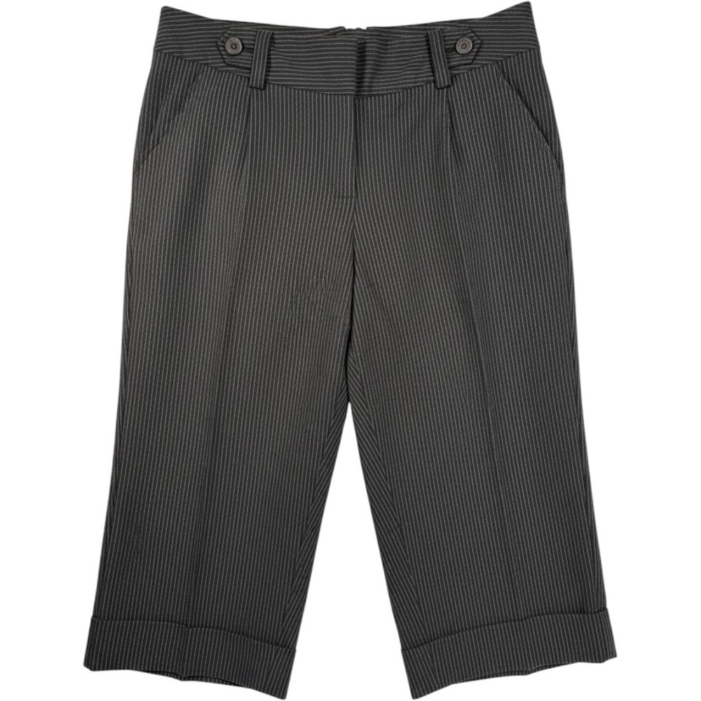 First Option Too 16W Pinstripe Gaucho Pants Y2K Wide Leg Cropped Black Plus Size